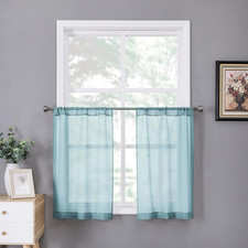 Sheer Tier Curtain Linen Textured Half Kitchen Curtains Sheer Light Filtering Ro