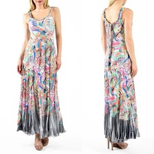 NWT Komarov Maxi Chiffon Scarf Retro Paisley Dress Sz L