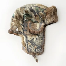 OG Camouflage Trapper Hat Cap Rabbit Fur Winter Warm Size XL Lined