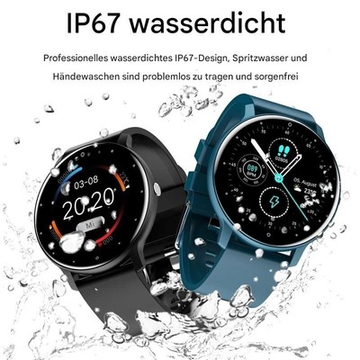 Smartwatch Damen Herren mit Fitnessuhr Blutdruck Schrittzähler Telefonfunktion