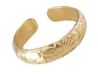 18K Gelbgold Über Blumen Island Inspiriert Design Verstellbar Toe Ring 2PC Damen