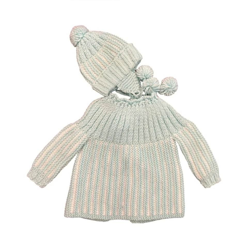 Set maglione e cappello bambino fatto a mano 0-3 mesi - Immagine 3 di 4