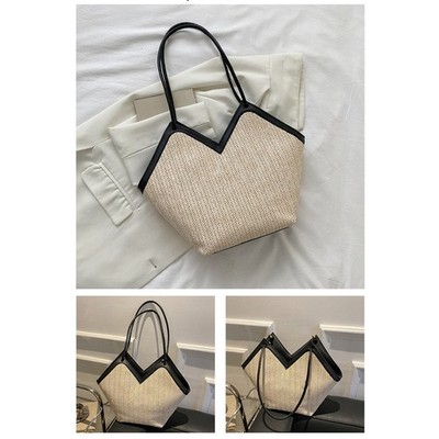 Shoulder Bag Large Capacity Underarm Bag For Women Straw Leather Tote