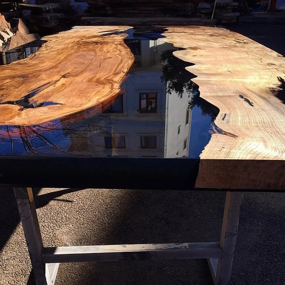 Custom Epoxy Resin Table | Live Edge Walnut River Table | Handmade Epoxy Dining - Image 2 of 4