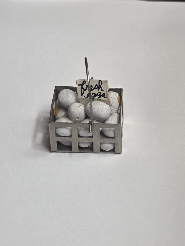 Vintage Dollhouse Miniature Basket Of Fresh Eggs