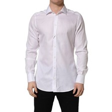 DOLCE & GABBANA Shirt White Cotton Collared Dress Formal Men 42/US16.5/XL 680usd
