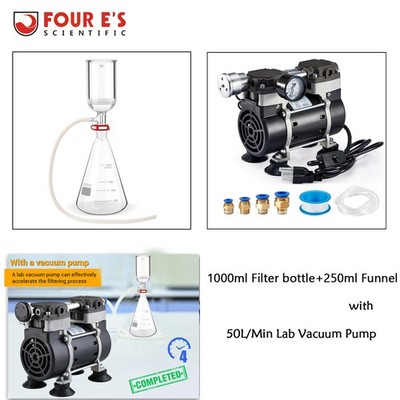 50L/Min Lab Vacuum Pump 1000mL Lab Vacuum Filtration 250ml Filtering Funnels Kit