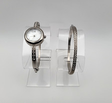 Limit Ladies Silver Tone Bangle Watch & Crystal Bracelet Gift Set - New (No Box)