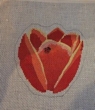 Red Tulip with Ladybug Needlepoint 18 Mesh Canvas