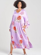 Natori NWOT Peony Blossom Caftan Size L in Purple Multi