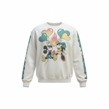 Mickey  Minnie Mouse Crew Sweatshirt Women  s Size Medium White Teal Pink Rare