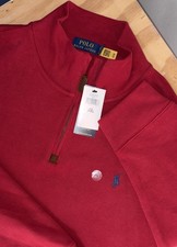 New Polo Ralph Lauren Dark Red Sweater Mens Size XXL 2XL 1/4 Zip Knit Pullover