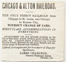1876 Chicago And Alton Railroad Advertisement Buffalo Antelope Range Victorian