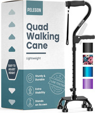Quad Cane 300LB - Adjustable Walking Cane with a Large 4 Pronged Base for Extr