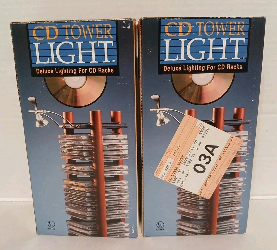 Lote de 2 Lámparas Torre CD (LUCES) Vintage Años 90 Para Soporte CD Totalmente Nuevas En Caja Foto 3 de 4