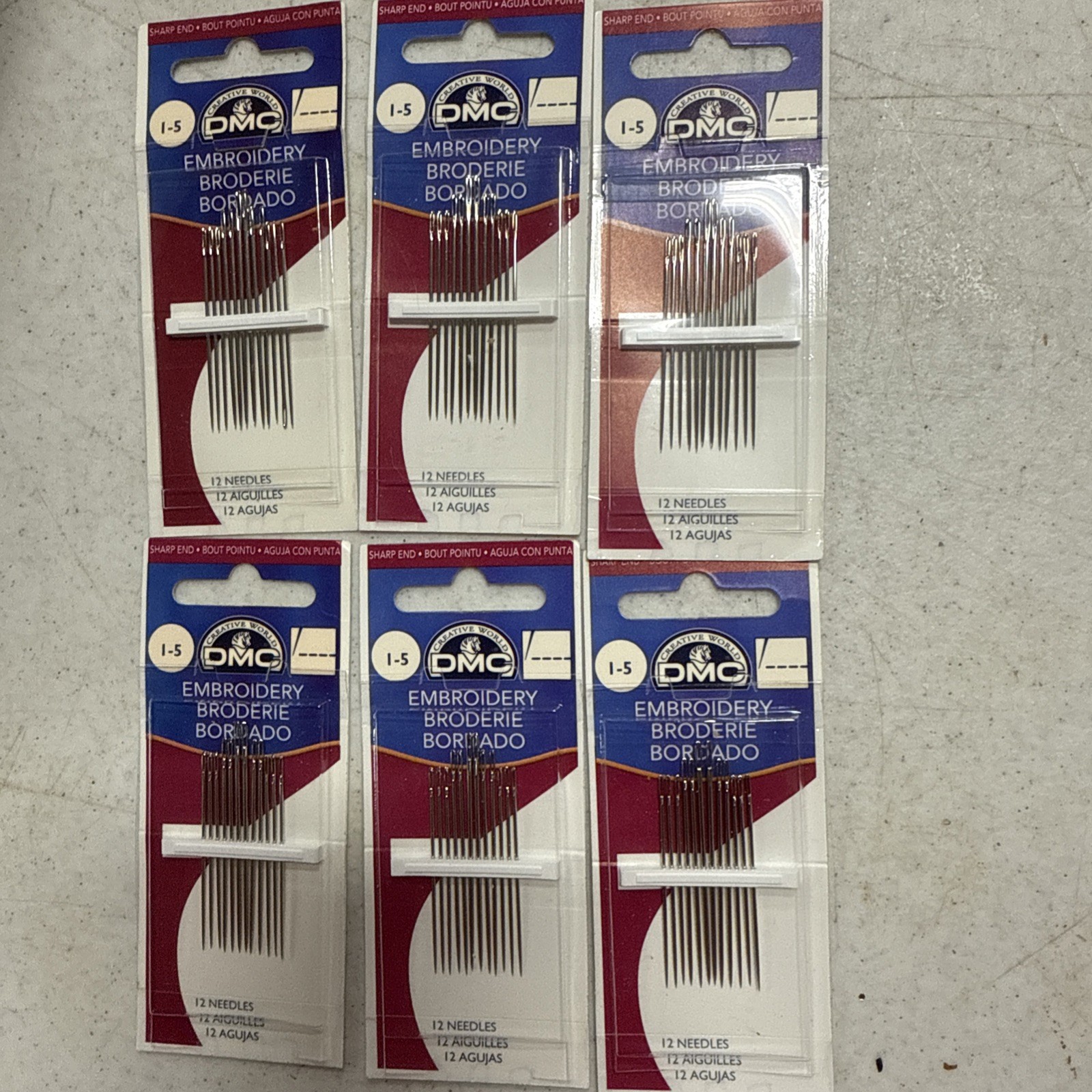 Needles-  Size 1-5 ~ Set Of 6 Packages Nip