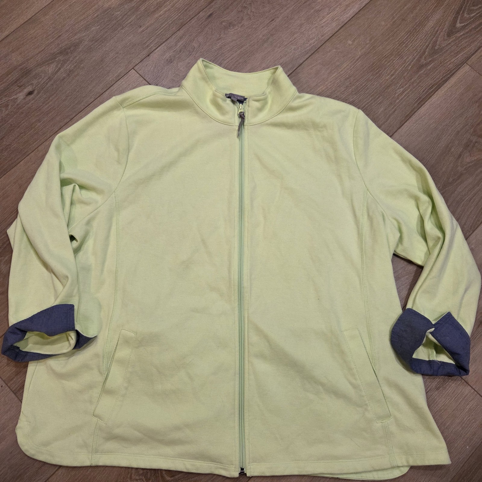 T by Talbots Plus Green Zip Front Jacket Size 3X Athleisure Basic Quiet Luxury