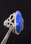 Stunning Vintage Sterling Silver 925 Filigree Blue Lapis Ring Sz 6 — photo 2
