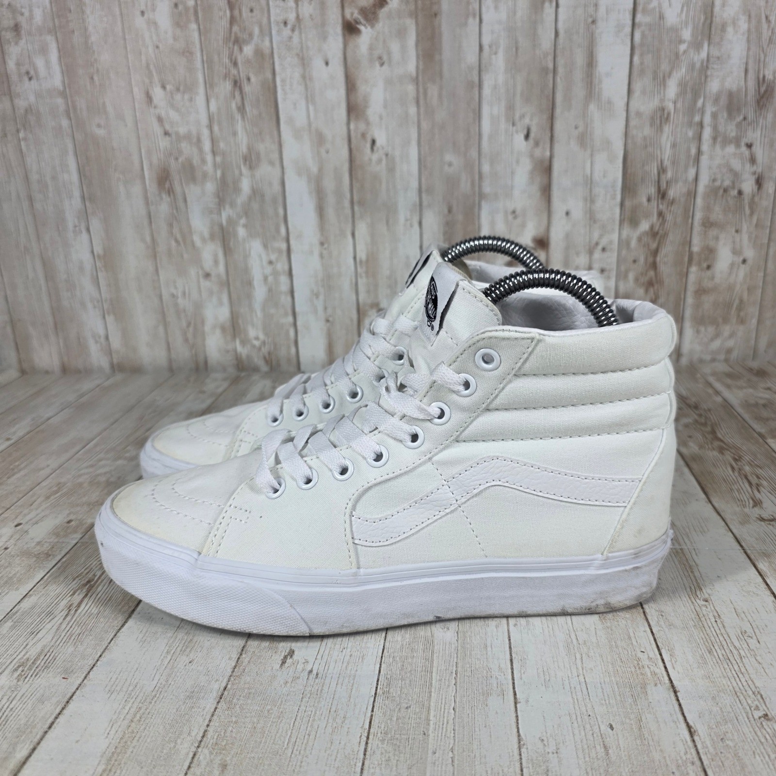 Vans SK8-Hi High Top Skate Shoes Women's Size 9 White Sneakers Casual Classic thumbnail 2