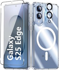 Samsung Galaxy S25 Edge Case Clear, Magnetic S25 Edge Case with Screen Protector