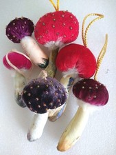 Set Of 6 Mushrooms Decorative Ornaments Collectibles Holidays Seasonal Decor