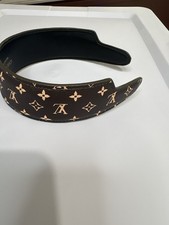 Louis Vuitton Women&rsquo;s Brown/Beige Monogram Logo Leather Headband Hair Accessory