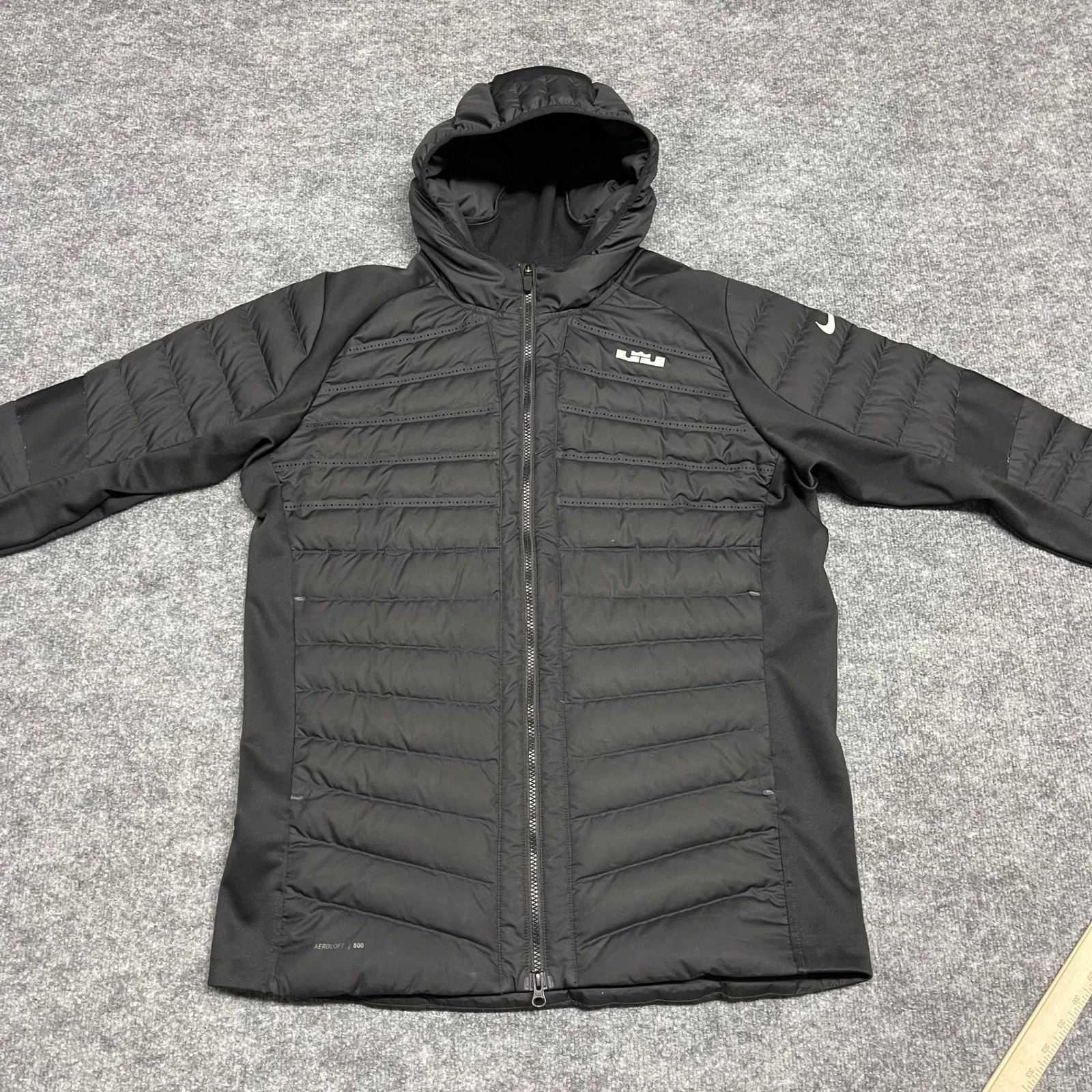 Nike LeBron James Jacket Mens Large Black Aeroloft 800 Hybrid Down Puffer 807974 image 2