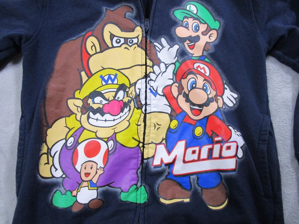 Nintendo Super Mario Bros Hoodie Boys XL 14/16 Full Zip Donkey Kong Luigi - Image 2 of 4