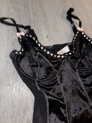 90s Private Luxuries Women s Black Mesh Full Slip Size M Adjustable Straps Bow