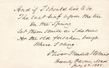 Oliver Wendell Holmes Quote Signed - From One...