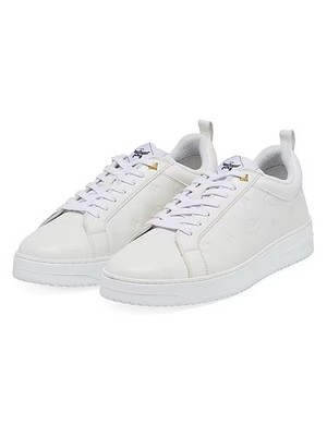 MCM Women's Neo Terrain Lo Sneakers In Monogram Leather Egret US 6B 36EU