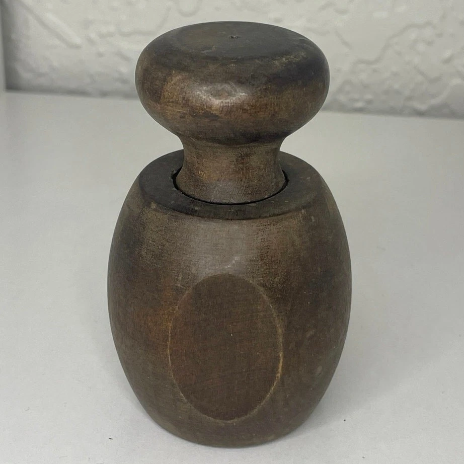 Vintage Primitive Wooden Nutmeg Grinder Garlic, Spice Mill, Pepper Grinder