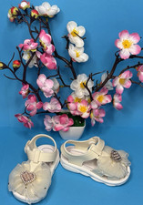 Baby Sandal White Floral Bow Embellished Hook Loop Unisex Casual Flat