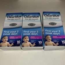 Lot of 3 New ClearBlue Digital Ovulation Tests - 30 Tests Exp 06/30/2025 New.