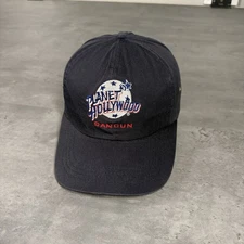 Vintage Planet Hollywood Cancun Hat Navy Blue Red Spanish Mexico Travel Vacation