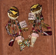 Lunch At The Ritz Vintage Earrings Pizza Soda Shake Hot Dog Fries Fast Food