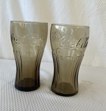 Coca-Cola Smoke Brown Amber Glasses.  Set of Two.