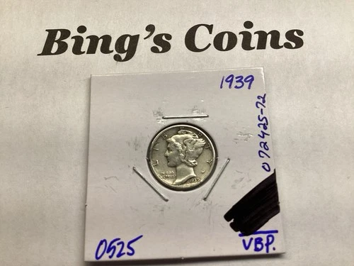 1939 Mercury Silver Dime in Fine Condition 072425 72e