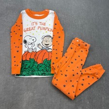 Hanna Andersson Kids Size 5 Orange Peanuts Great Pumpkin Snoopy Pajama Set Star
