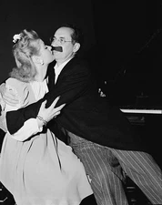 Lucille Ball Groucho Marx clown about at CBS's KNX radio studios L- Old Photo