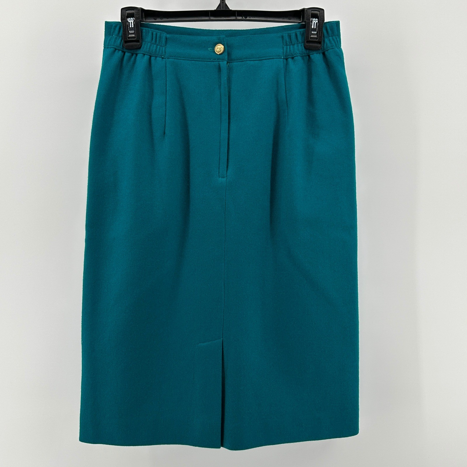 Sag Harbor Vintage 100percent Wool Pencil Skirt Turquoise 10 Old Money Minimal Office image 5