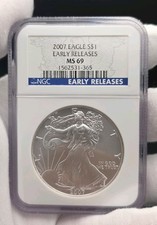 2007 American Silver Eagle $1 NGC MS69 Early Releases – 1oz Silver