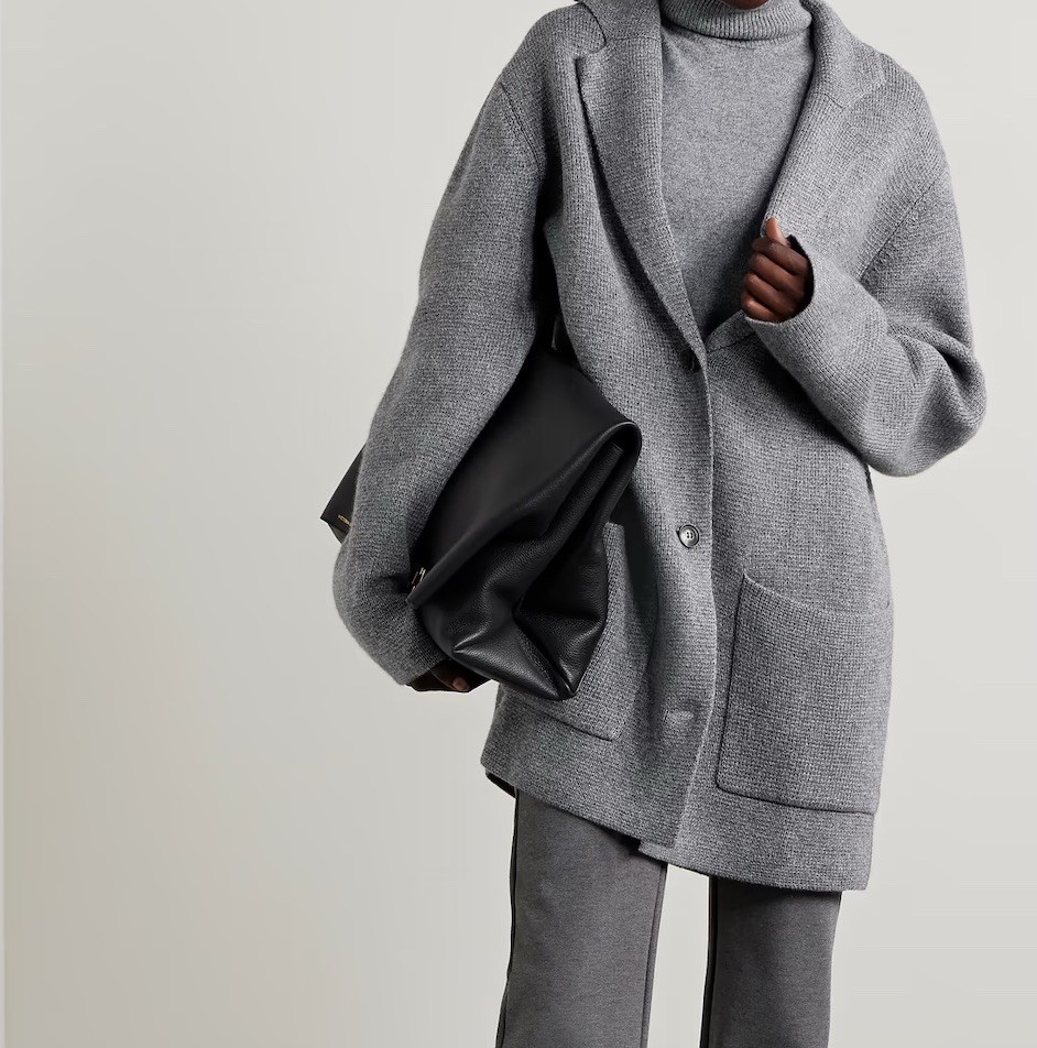 LESET Zoe wool cashmere knitted oversized cardigan in gray Size XS