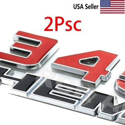 2Pc For  345 H-EMI Badge Emblem Ch*arger Side Fender Red with Black Edge