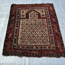 Antique 4 X 5 Dagestan Prayer Rug C. 1890 Fine 100 Wool Pile Foundation