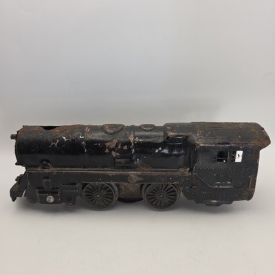Vintage Cast Iron Clockwork Wind-Up Toy Steam Locomotive Floor Train - As Found
