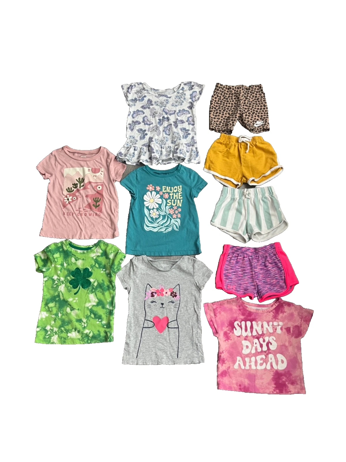 Girls Clothing Lot - T-Shirts & Shorts, St. Patrick's/Cat/Butterfly Size XS/4-5