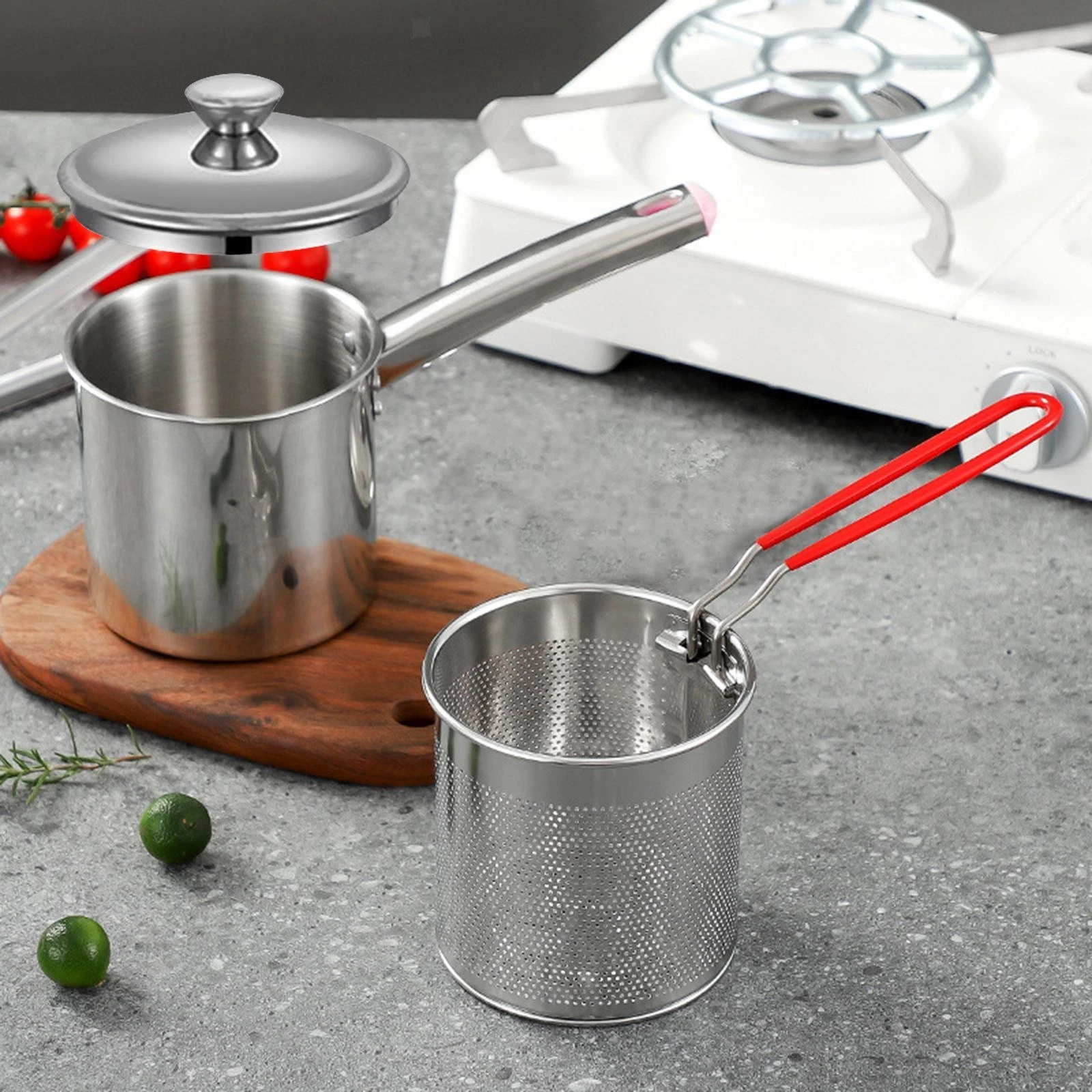 Frying pot, non-stick coated, wear-resistant Large with Lid