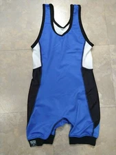 EUC men's MATMAN WRESTLING CO blue/white/black SINGLET - size XXS barely worn