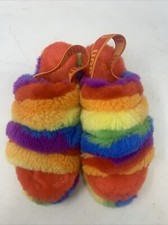 Ugg Women s Size 7 Slipper Sandals Fluff Yeah Slide Cali Collage Rainbow Soft